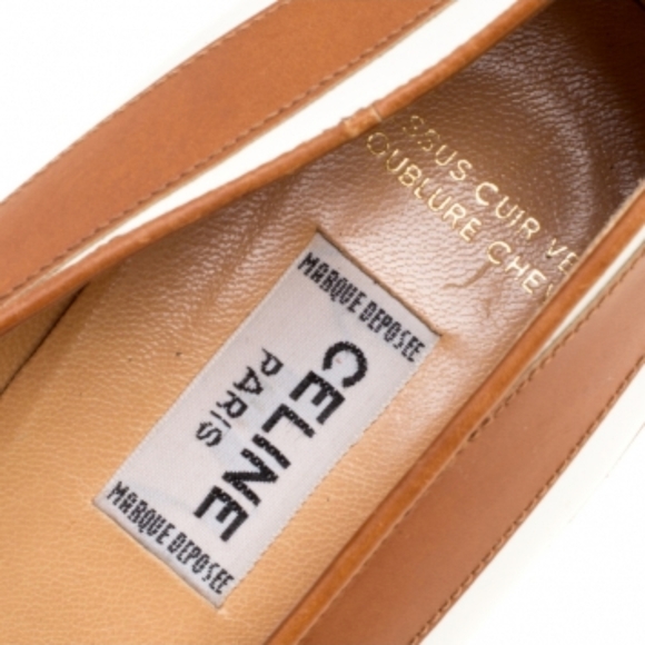 Celine stripe leather white mini block heel pumps - Picture 7 of 8